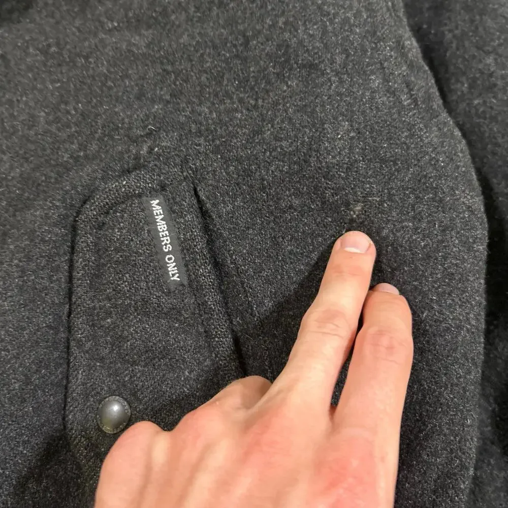 Vintage Members Only 100% Wool Bomber Jacket Mens Size 44 Charcoal Black